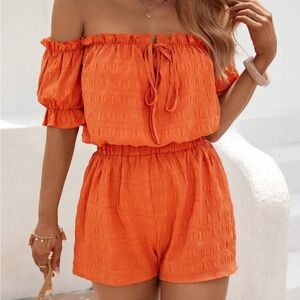 Orange Off-Shoulder two piece set